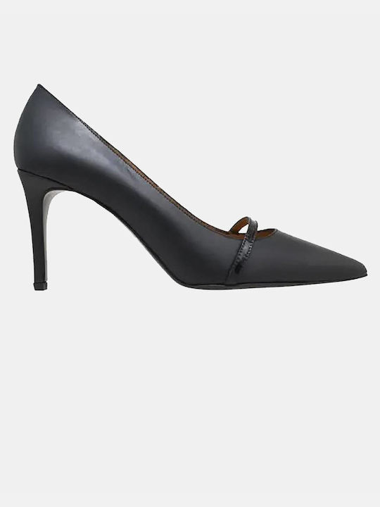 Kalogirou Leather Pointed Toe Black Heels