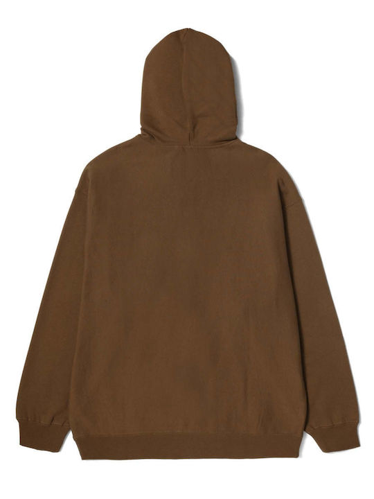 HUF Men's Fleece Hooded Cardigan Brown