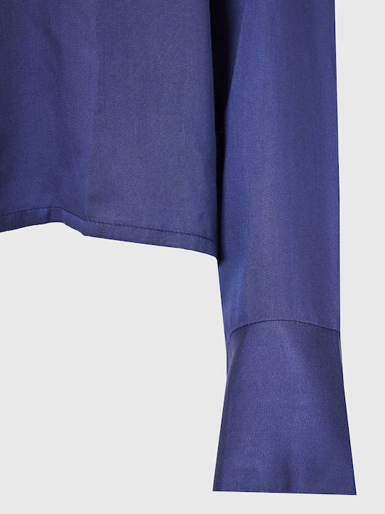 Langärmelig Damen Hemd Purple Blue
