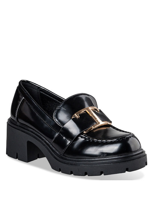 Envie Shoes Shiny Women's Loafers in Black Color