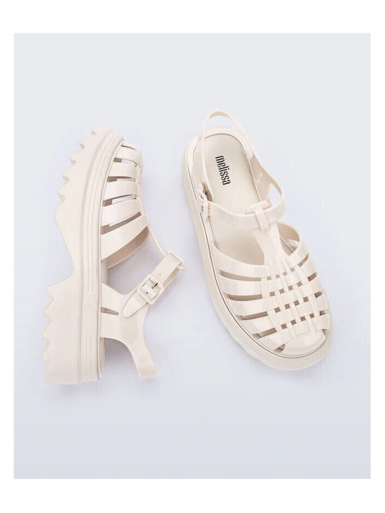 Women's Flat Sandals in Beige Color