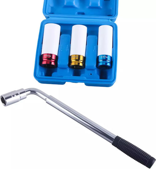 Telescopic Wheel Nut Wrench Set Durable Chromium-vanadium Steel Impact Socket Sizes 17mm 19mm 21