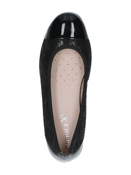 Pantofi Balerini Pentru Femei De Piele Animal Print Anatomici Negri