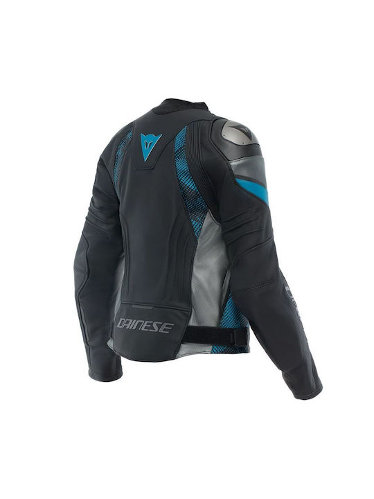 Dainese Avro 5 Damen Motorradjacke Leder Black/Teal/Anthracite