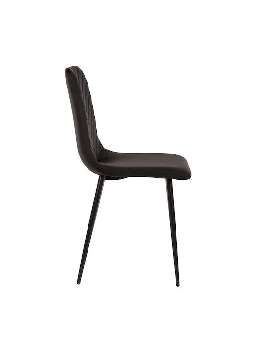 Latrell Dining Room Velvet Chair Black Velvet-Black Metal 43x54x88cm 4pcs