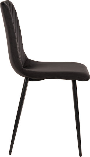 Latrell Dining Room Velvet Chair Black Velvet-Black Metal 43x54x88cm 4pcs