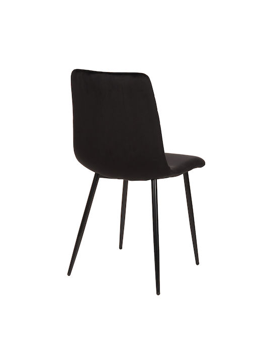 Latrell Dining Room Velvet Chair Black Velvet-Black Metal 43x54x88cm 4pcs