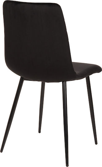 Latrell Dining Room Velvet Chair Black Velvet-Black Metal 43x54x88cm 4pcs