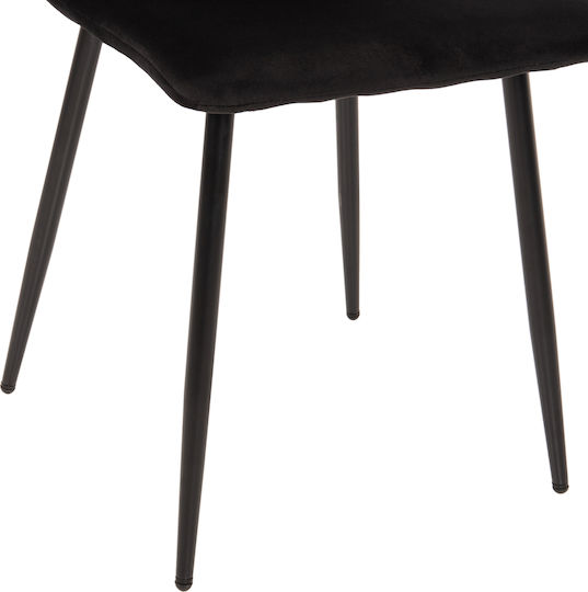 Latrell Dining Room Velvet Chair Black Velvet-Black Metal 43x54x88cm 4pcs