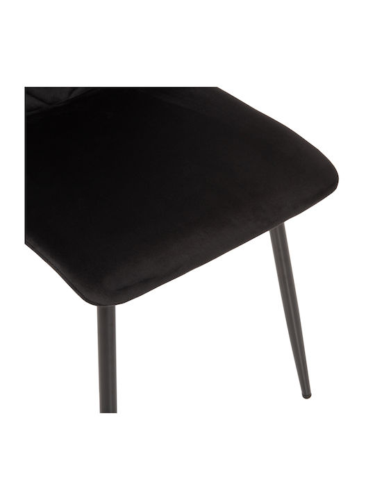 Latrell Dining Room Velvet Chair Black Velvet-Black Metal 43x54x88cm 4pcs