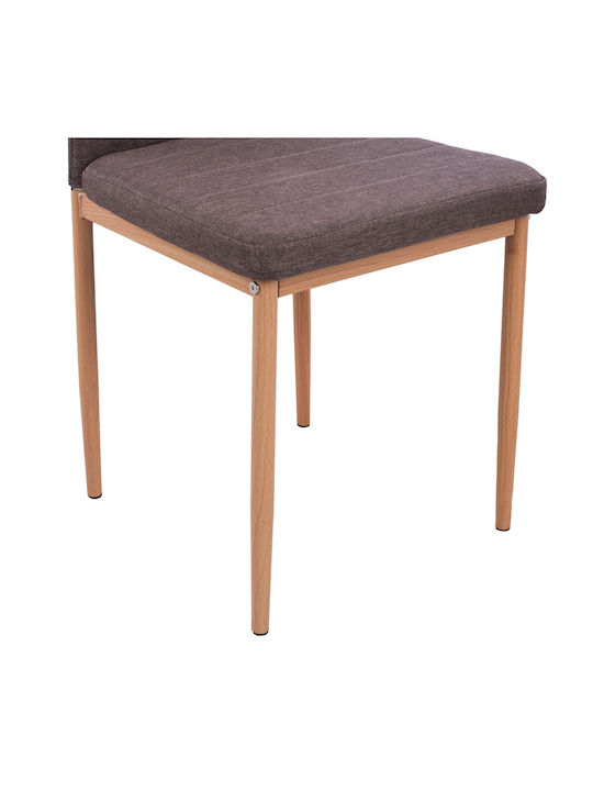 Lady Dining Chair with Fabric Upholstery Brown 40x48x95cm