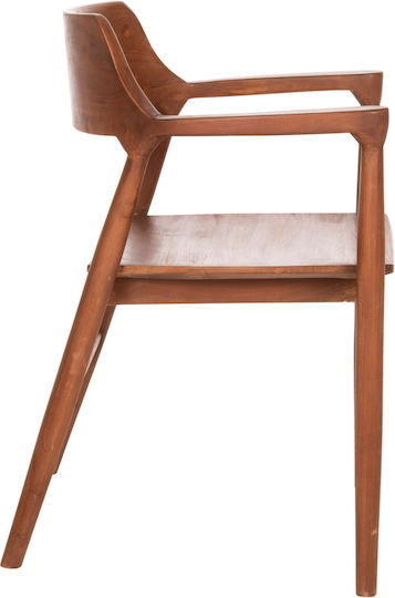 Nioni Πολυθρόνα Τραπεζαρίας Ξύλινη Καφέ 57x53x77εκ.