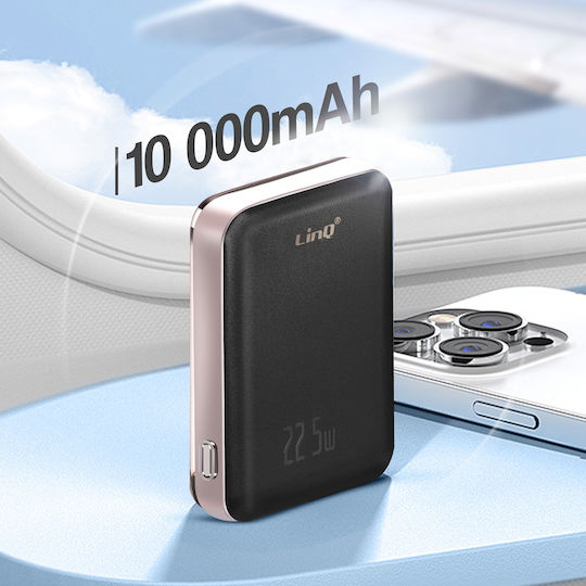 LinQ W15006 Baterie Externă MagSafe 10000mAh 15W cu Port USB-A și Port USB-C Negru