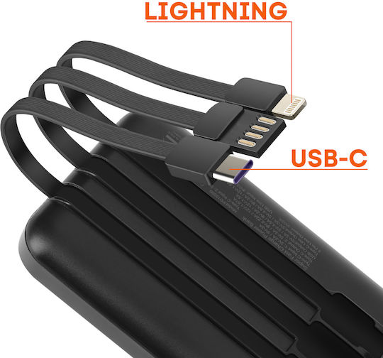 LinQ PD15500 Външна Батерия 10000mAh 20W с USB-A Изходен Порт и 2 USB-C Изходни Порта Черна
