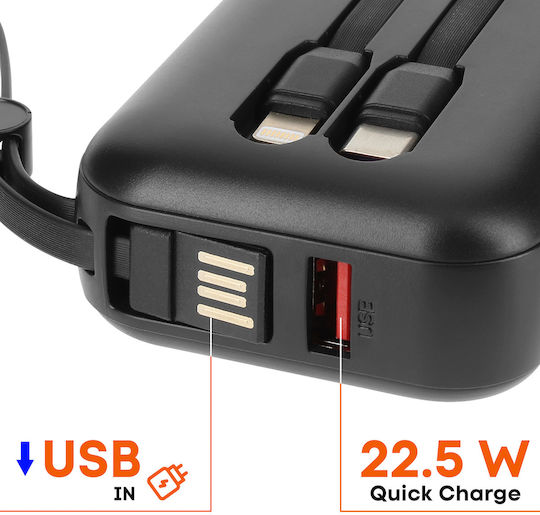 LinQ PD15502 Външна Батерия 10000mAh 20W с USB-A Изходен Порт Черна