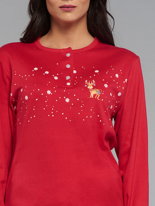 Women's long-sleeved cotton 3078 red