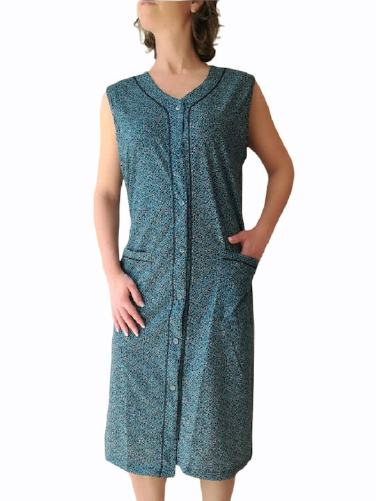 Women's Sleeveless Robe Cotton Fabric Grey