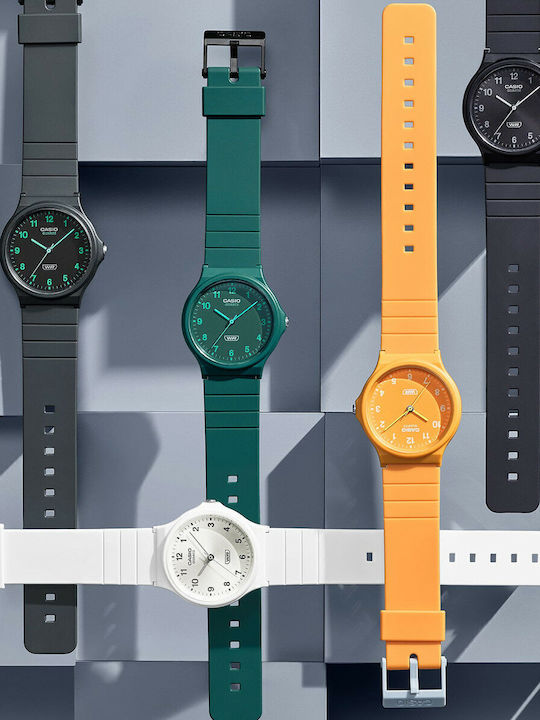 Casio Ανδρικό Ρολόι Μπαταρίας με Γκρι Καουτσούκ Λουράκι