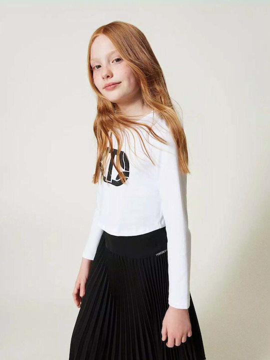 Kids' Crop Top Long Sleeve White