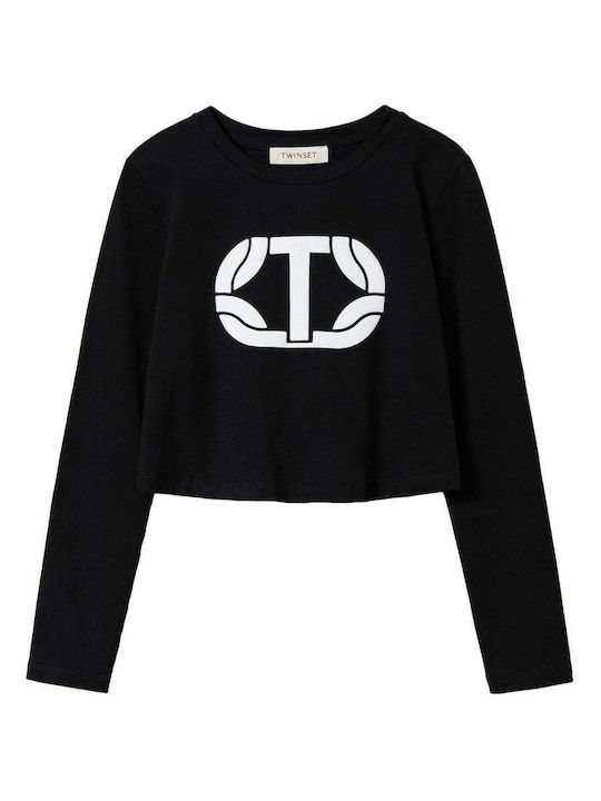 Kids' Crop Top Long Sleeve Black