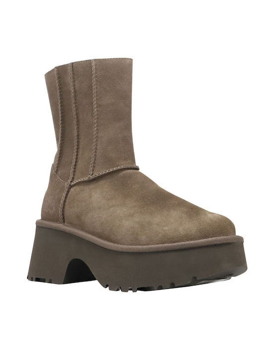 Ugg Australia Δερμάτινα Γυναικεία Μποτάκια Καφέ