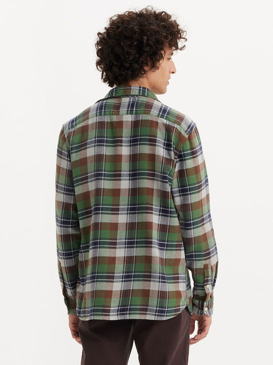 Levi's Jackson Worker Herrenhemd Overshirt Langärmelig Flanell Geprüft Fondue Fudge