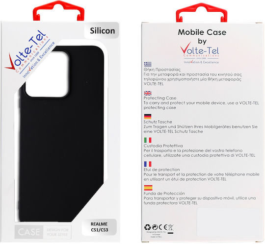 Volte-Tel Umschlag Rückseite Silikon mit Band Schwarz (Realme C51, Realme C53)