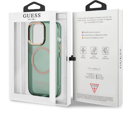 Guess Outline Translucent Back Cover Silicone Durable Khaki / Gold (iPhone 13 Pro)