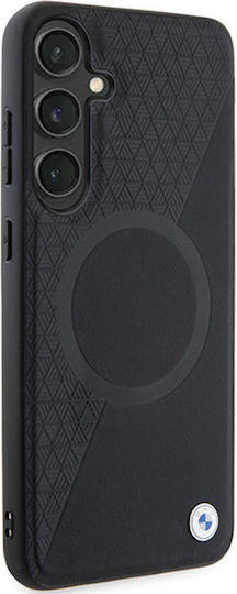BMW Signature Leather Half Textured & Circle Magsafe Back Cover Πλαστικό / Δερμάτινο Μαύρο (Galaxy S24)