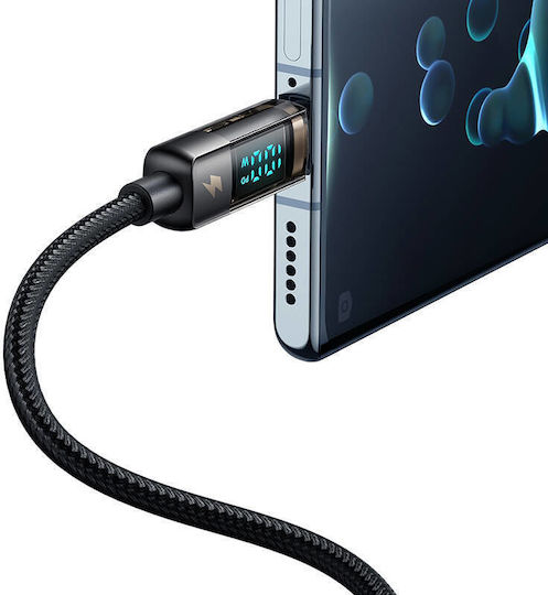 Mcdodo Braided / LED USB 2.0 Cable USB-C male - USB-A 100W PD Μαύρο 1.2m 066774