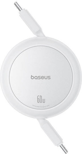 Baseus Mini Retractable USB 2.0 Cable USB-C male - USB-C 60W PD Λευκό 1m P10364500211-01