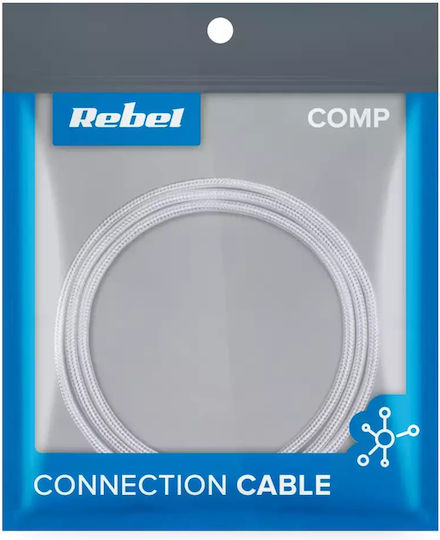 Rebel USB 2.0 Cable USB-C male - USB-A Λευκό 1m RB-6001-100-W