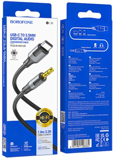 Borofone Type C USB 2.0 Cable USB-C male - 3.5mm Μαύρο 1m