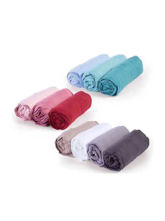 Nef-Nef Homeware Sheet Super-Double with Elastic 160x200+30cm. Jersey L.blue