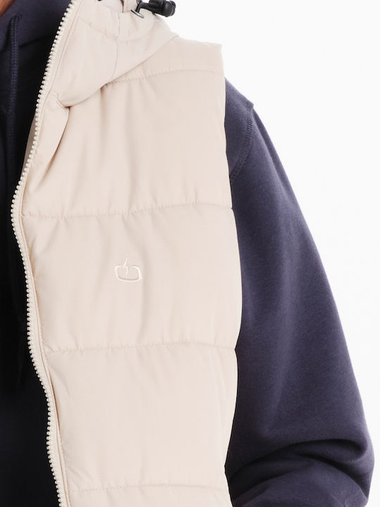 Women's Long Puffer Jacket for Winter with Hood Beige