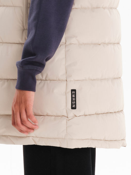 Women's Long Puffer Jacket for Winter with Hood Beige