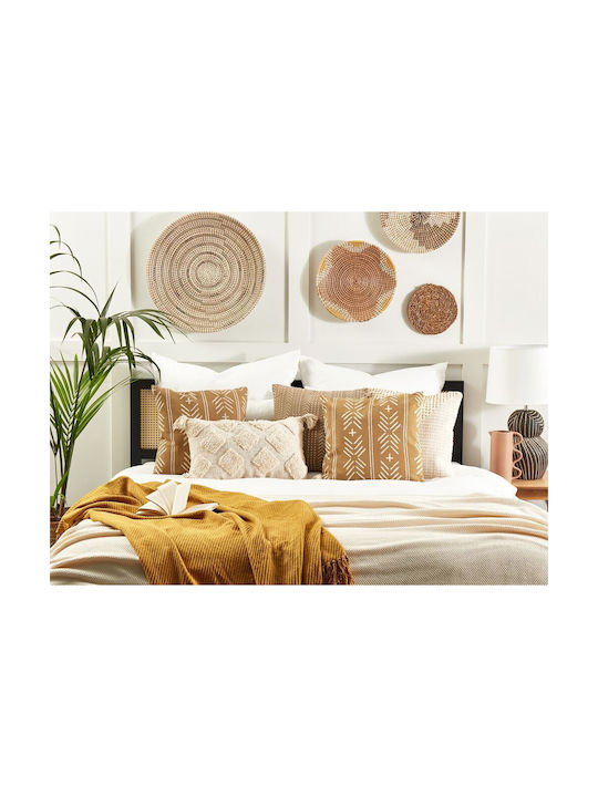 Beliani Sofa-Kissen aus 100% Baumwolle Beige und Weiß 45x45cm