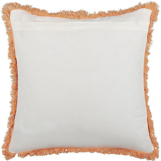 Beliani Sofa Cushion from 100% Cotton White and Orange 45x45 cm