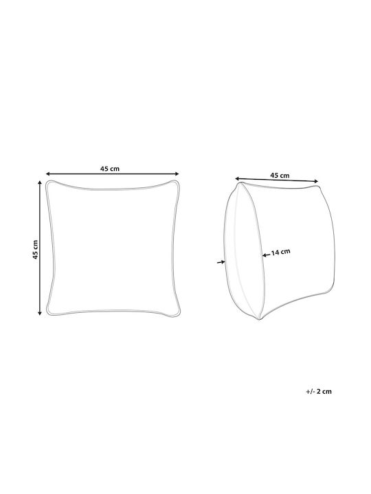 Beliani Μαξιλάρι Καναπέ από Βελούδο White 45x45εκ.