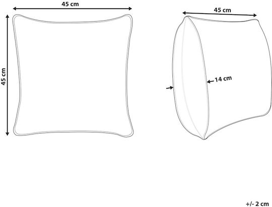 Beliani Μαξιλάρι Καναπέ από Βελούδο White 45x45εκ.