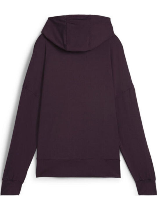 Long Women's Sweatshirt Hooded Midnight Plum