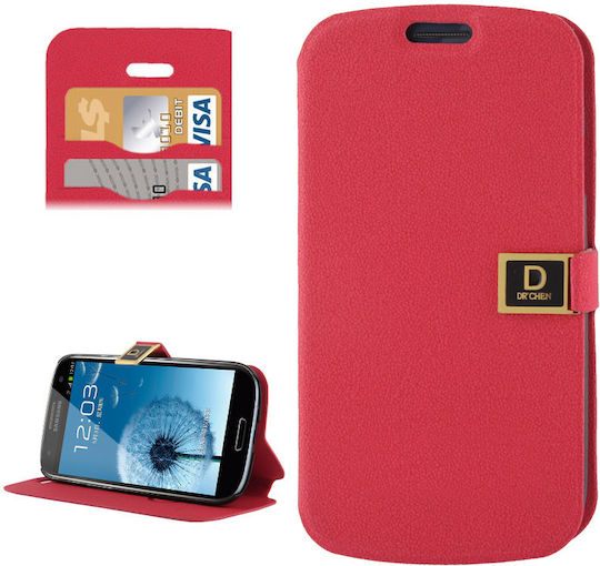 Leather Flip Case Book Δερμάτινο / Πλαστικό Κόκκινο (Galaxy S3)