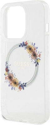 Guess Flowers Задна корица Пластмаса Прозрачен (iPhone 15 Pro - iPhone 15 Про)