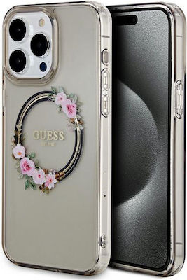 Guess Flowers Back Cover Plastic Black (iPhone 15 Pro Max)