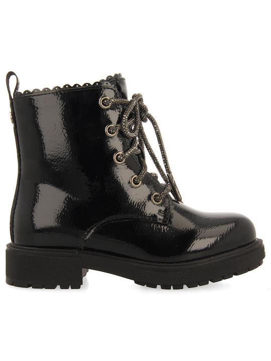 Gioseppo Kids Patent Leather Boots with Zipper Black