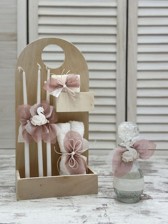 Makis Tselios Economical Baptism Set for Girl Theme Swan Th-021 7 Pieces