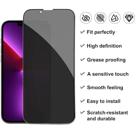 SiiPro Privatsphäre Vollflächig gehärtetes Glas (iPhone 13 Pro Max)