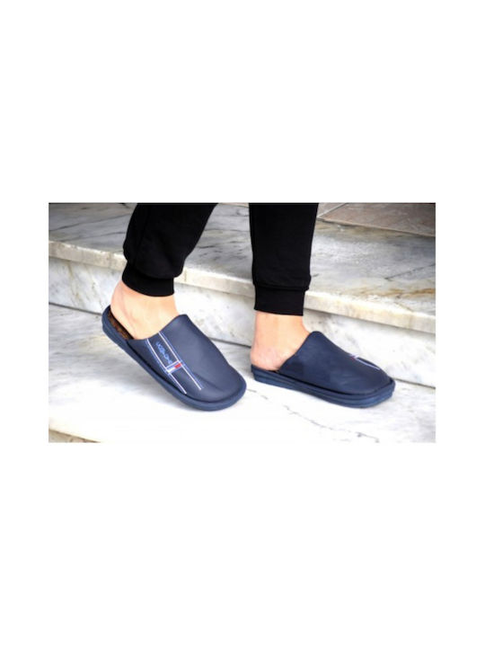 Men's Leather Slippers Blue