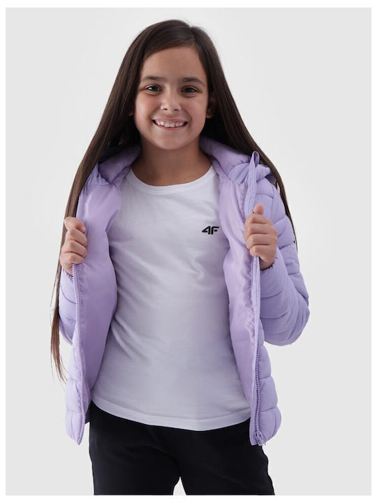 Kids' Quilted Jacket with Hood Purple