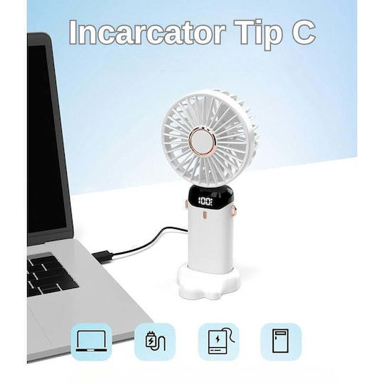 Ventilator De Mână USB Pliabil Alb